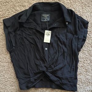 Abercrombie & Fitch Black Notched Collar Button Down Shirt